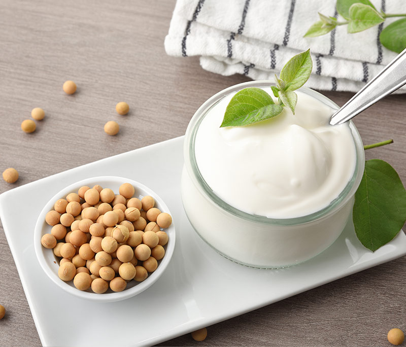 Picture shows plant-based yoghurt alternative made from soya